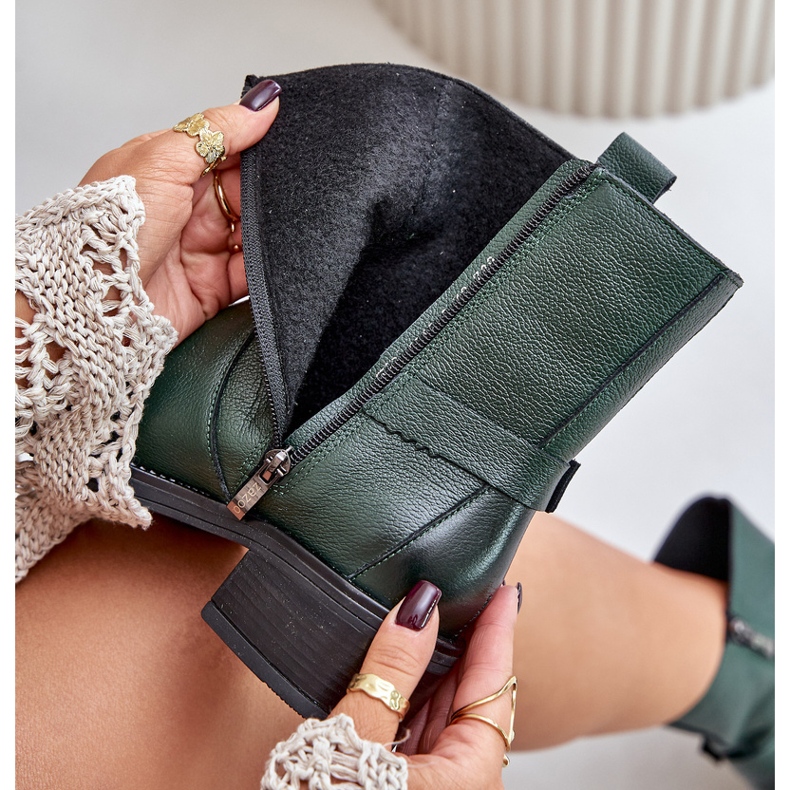 Zazoo 60480 isolierte Lederstiefel mit niedrigem Absatz, dunkelgrün 2