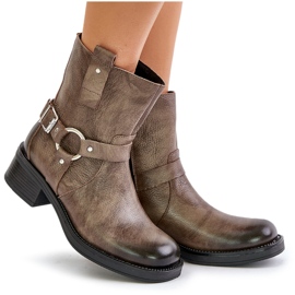 Zazoo 60480 Lederstiefel mit niedrigem Absatz, warmes Braun-Grau 9