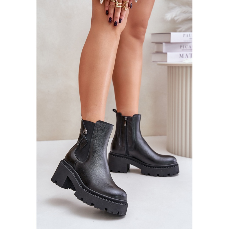 Zazoo 60490 Lederisolierte Stiefeletten mit Dekoration, Schwarz 2