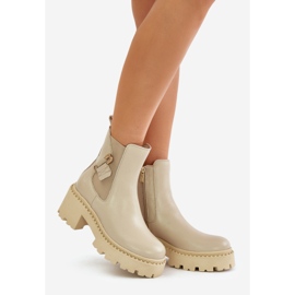 Zazoo 60490 Warme Lederstiefeletten mit Dekoration in Hellbeige 1