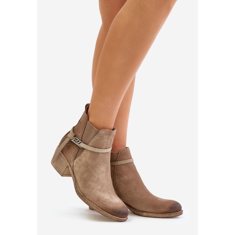 Zazoo 60478 Wildleder-High-Heel-Stiefel, isoliert, mit Reißverschluss befestigt, Beige 1