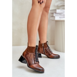 Zazoo 60503 Braune Lederstiefel mit hohem Absatz 2