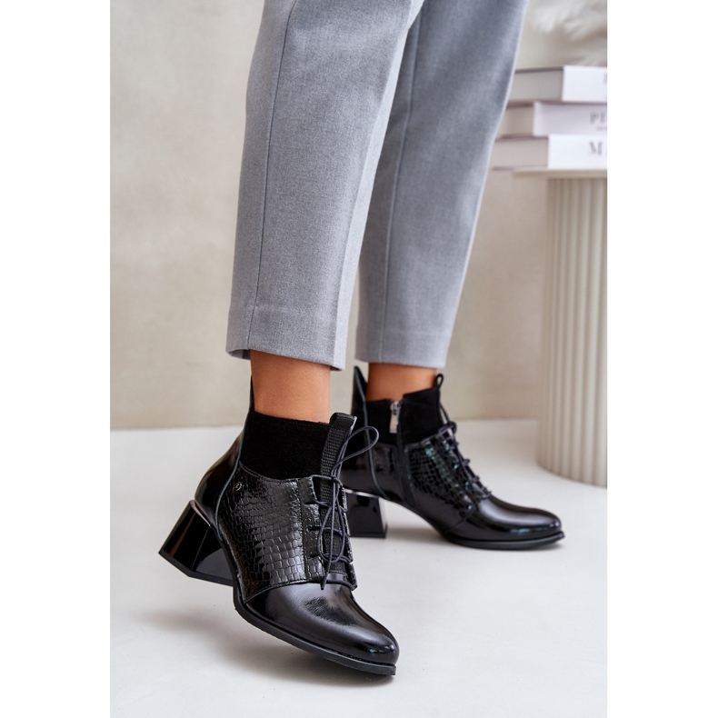 Zazoo 60503 Lederstiefel mit hohem Absatz, warm, schwarz 1