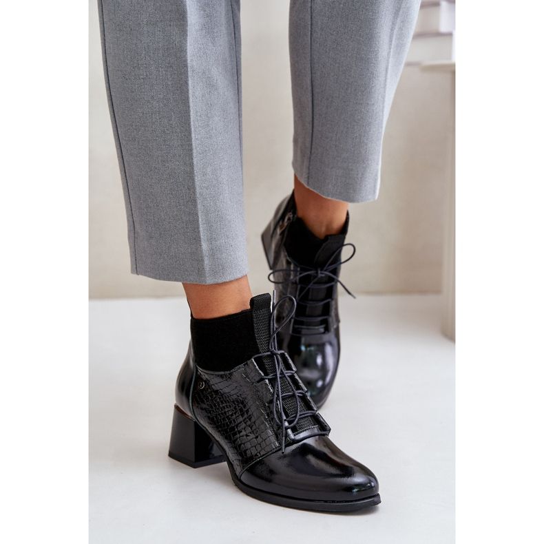 Zazoo 60503 Lederstiefel mit hohem Absatz, warm, schwarz 2