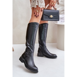 Zazoo 70140 Damen-Overknee-Wärmestiefel aus Leder, Schwarz 2