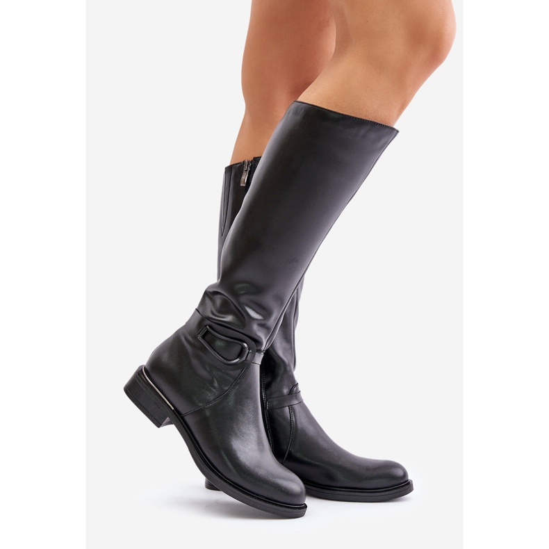 Zazoo 70140 Damen-Overknee-Wärmestiefel aus Leder, Schwarz 1