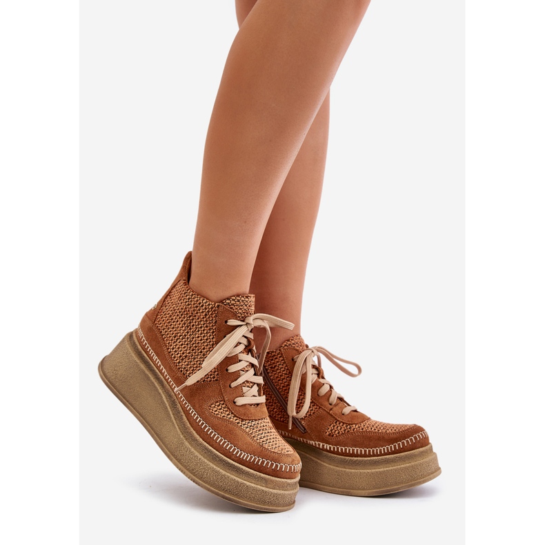 Lederstiefel mit Plateau und Keilabsatz Maciejka 06759-29 Braun 1