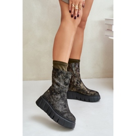 Leder-Damenstiefel auf massivem Plateau Maciejka 06766-09 Khaki grün 2