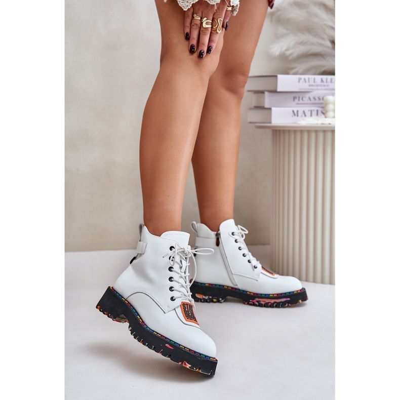 Damen-Trapper-Stiefel aus Leder mit Reißverschluss Artiker 55C0515 Weiß 2