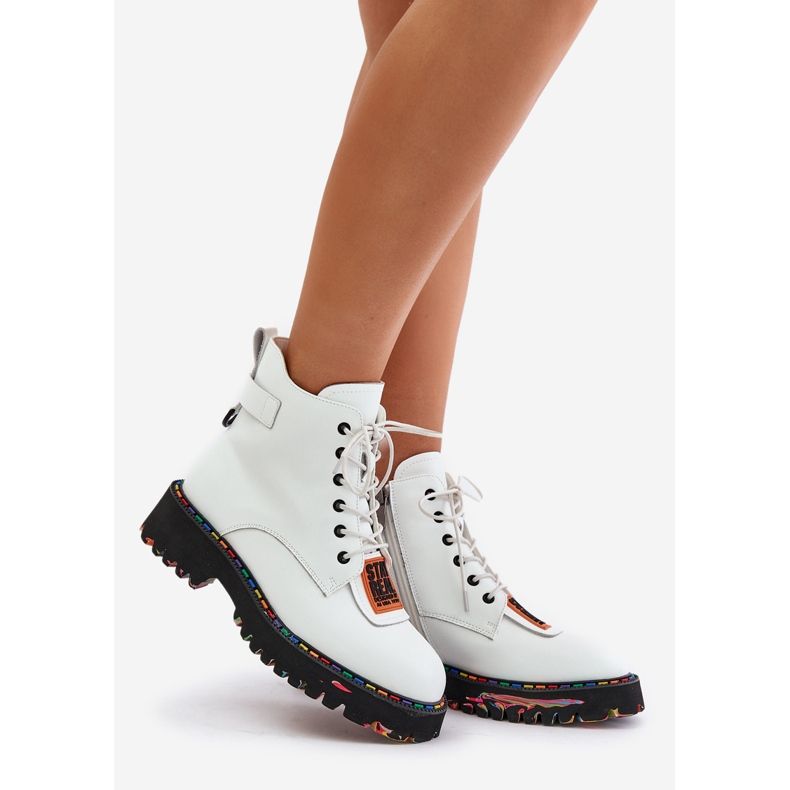 Damen-Trapper-Stiefel aus Leder mit Reißverschluss Artiker 55C0515 Weiß 1