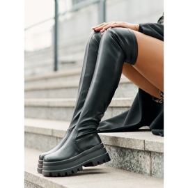 Overknee-Stiefel auf massivem Plateau, schwarz von Zinera 7