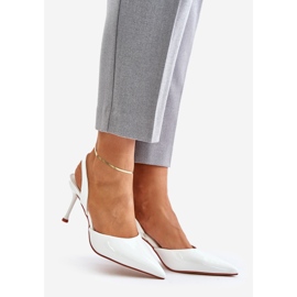 Weiße Lack-Stilettos mit offenem Absatz Emmizola 1
