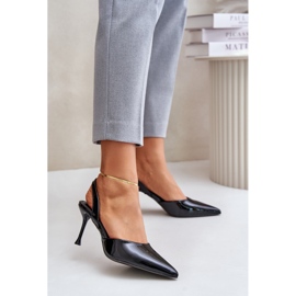 Lack-High-Heels mit offenem Absatz, Schwarz Emmizola 2