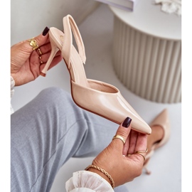 Lack-High-Heels mit offenem Absatz, Beige Emmizola 2