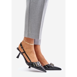 Schwarze Zeisia-Lack-Stilettos mit Schnalle 1