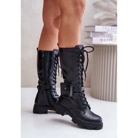 Mittelkalbige, isolierte Over-the-Calf-Stiefel mit Tasche, Black Temisza schwarz 2