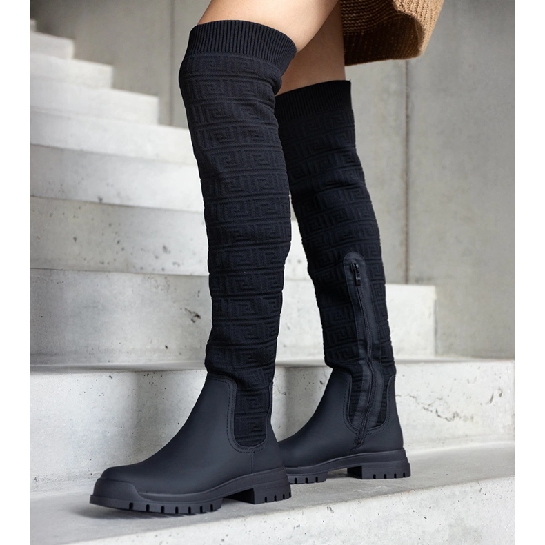 Schwarze Stoffstiefel mit mattem Finish von Scarlett 1