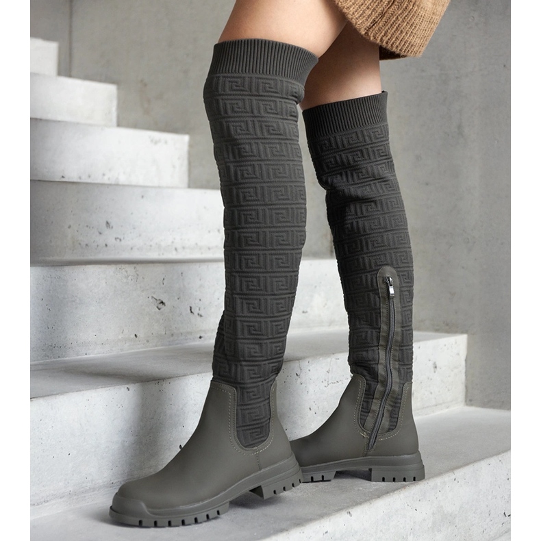 Grüne Stoffstiefel mit mattem Finish Scarlett 1