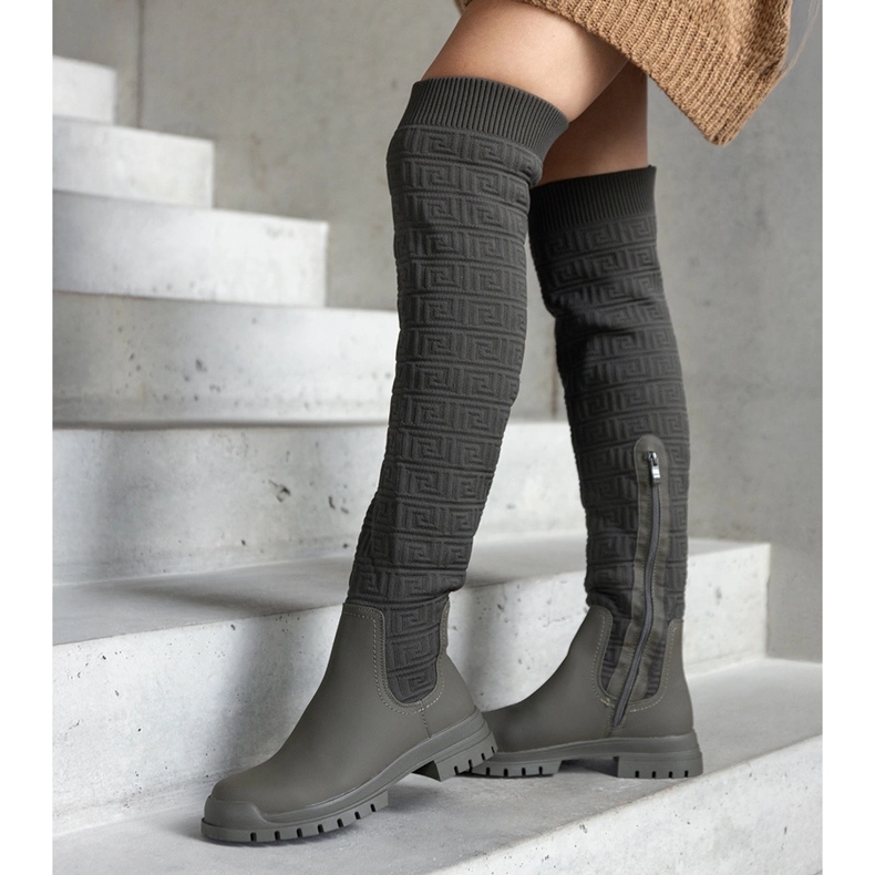 Grüne Stoffstiefel mit mattem Finish Scarlett 2