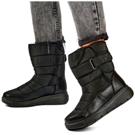 Schwarze, isolierte Schneestiefel mit Klettverschluss 2