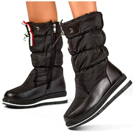 Schwarze hohe Schneestiefel, isolierte Winterstiefel für Damen mit Kordelzug 3
