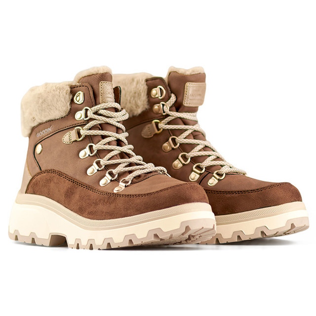 Braune Trekkingstiefel, isolierte, schnürbare Winterstiefel 1