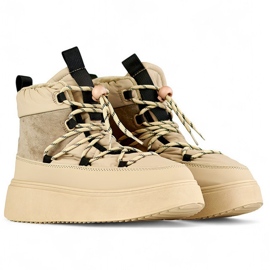 Beigefarbene Schneestiefel mit Manschette, isolierte Damen-Winterstiefel mit dicker Sohle 1