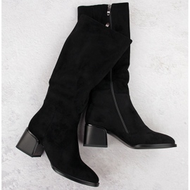 Damenstiefel aus schwarzem Wildleder mit Block Filippo DKZ6603 1