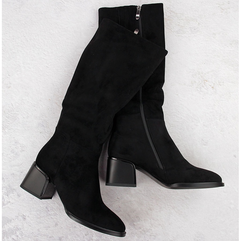 Damenstiefel aus schwarzem Wildleder mit Block Filippo DKZ6603 1