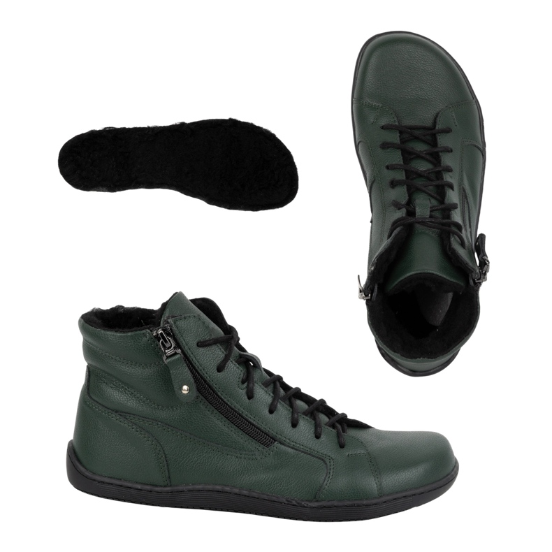 Olivier Barfuß-Winterlederschuhe für Damen 1261 grün 1