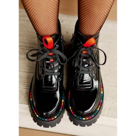 Schwarze Anafra-Arbeiter-Stiefeletten aus Lackleder mit Reißverschluss 2