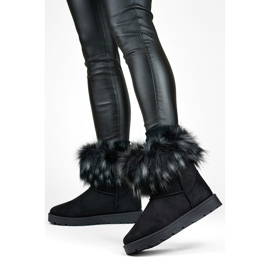 Damen-Mukluk-Schneestiefel mit Fell, schwarz 1906-1-B 2