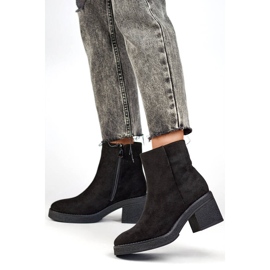 Klassische Damen-Stiefel aus Wildleder mit hohen Absätzen, schwarz MS1508B 2