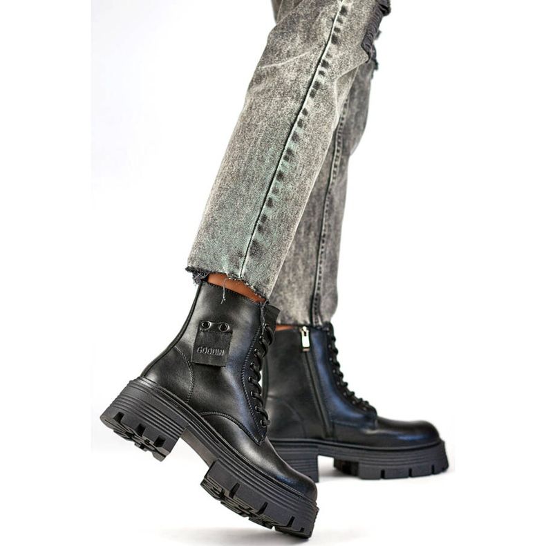 Damen-Lederarbeiterinnen auf der Plattform, schwarz GD-TL56B 2