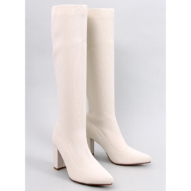 Elisha Beige elastische Stiefel mit hohen Absätzen 1