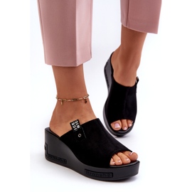 Vinceza Damen-Flip-Flops mit hohem Keilabsatz, Schwarz 1