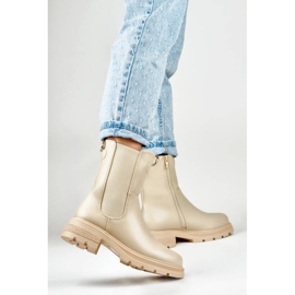 Nicht isolierte Chelsea-Stiefel für Damen, beige DES906BE 1