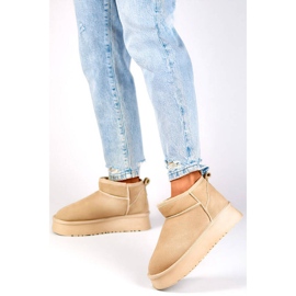 Damen-Lederstiefeletten, Wildleder-Schneestiefel, Beige XF-159L.BE 1