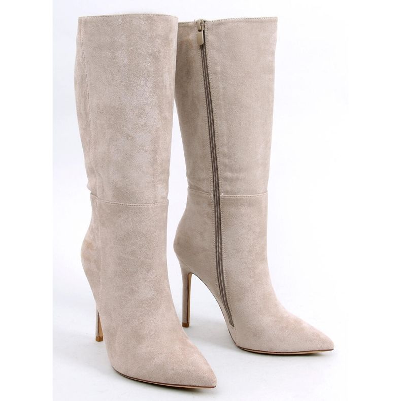 Marissa Khaki klassische Wildleder-Stiefel mit hohem Absatz beige 1