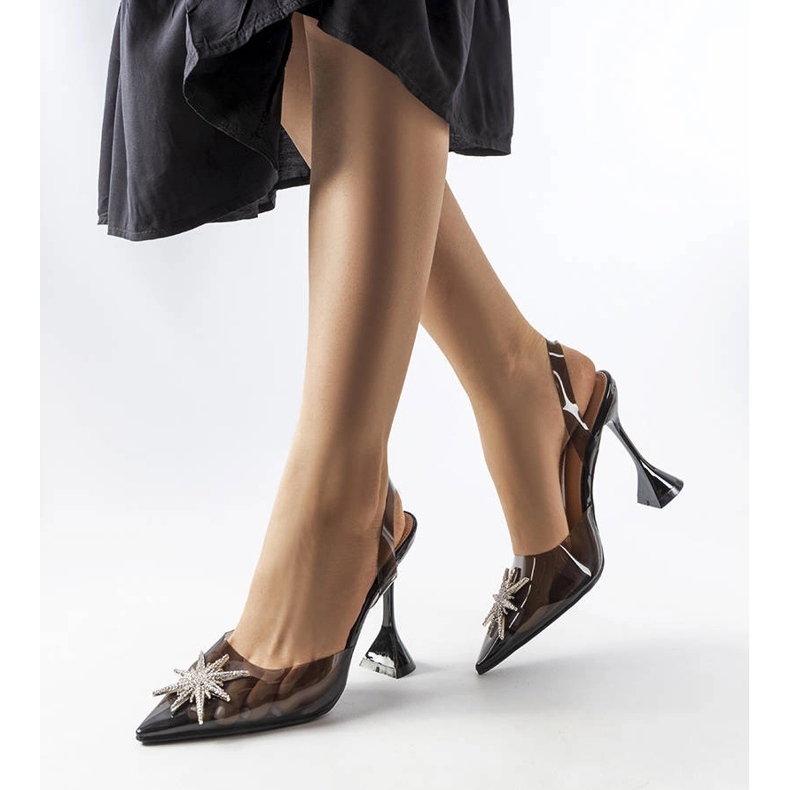Schwarze transparente Huette-Pumps 1