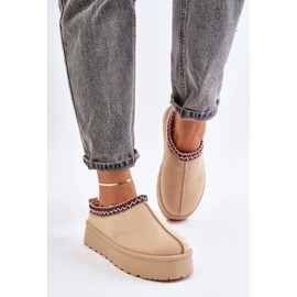 Niedrige Damen-Schneestiefel mit Stickerei auf der hellbeigen Plattform Narirya 2