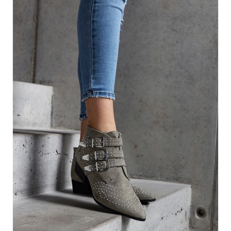 Grüne dekorative Stiefeletten mit niedrigem Absatz Forever 1