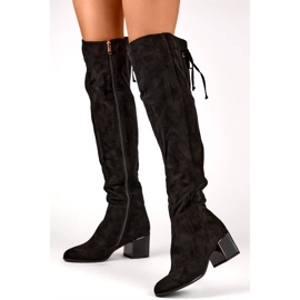 Overknee-Stiefel für Damen aus Wildleder, Schwarz FL3002B 1
