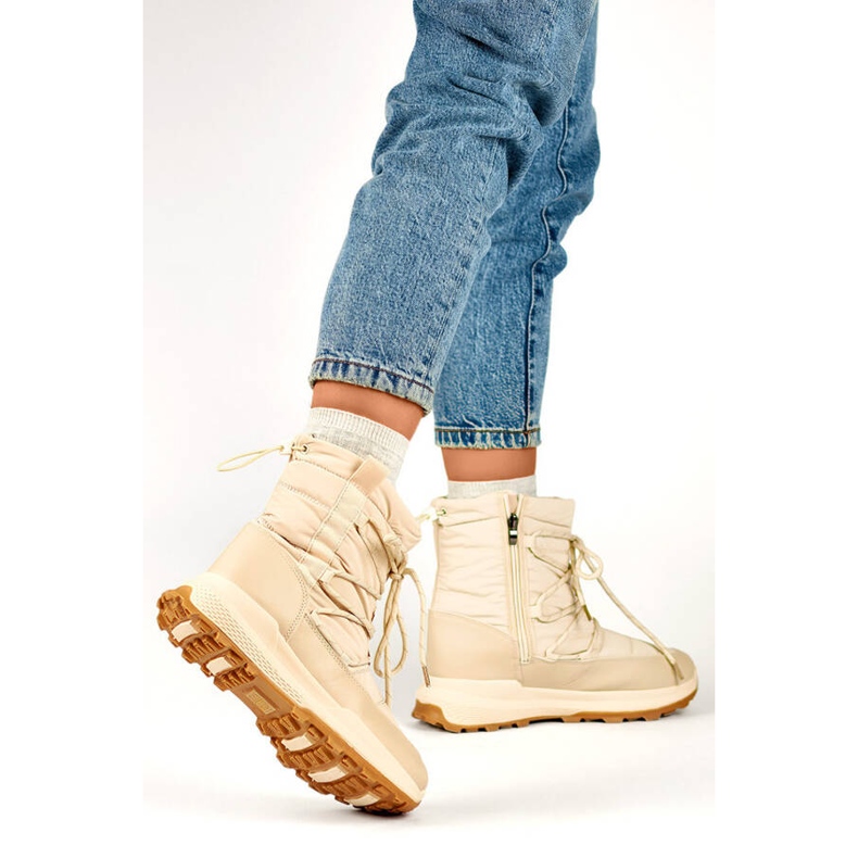 Plateau-Schneestiefel für Damen, Beige 24-16321BE 2