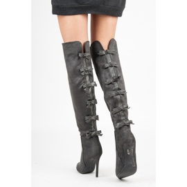 Vices Overknee-Stiefel mit Schleifen grau 2