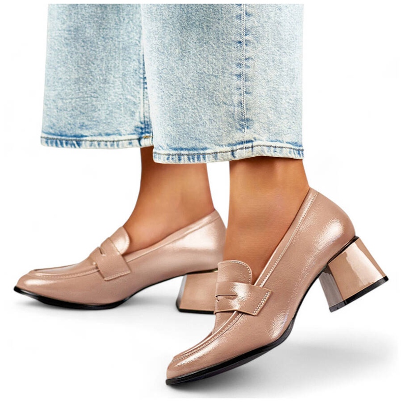 Beigefarbene Damen-Lackschuhe mit hohen Absätzen GD-FL471BE 1