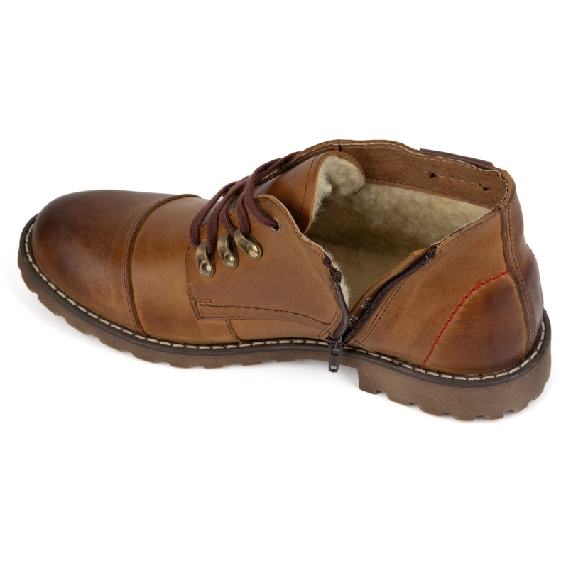 Olivier Kurze Herren-Winterstiefel aus Leder, 963MP, rot beige 1