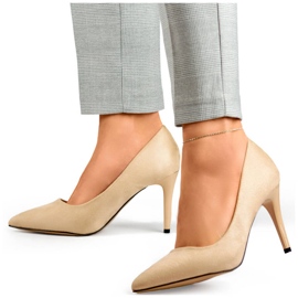 Wildlederpumps für Damen, beige High Heels B0-202BE 1