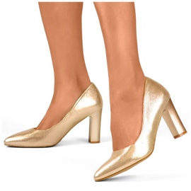 Damen-Pumps mit spitzer Zehenpartie und hohem Absatz, Gold FL480A-L.GO golden 1
