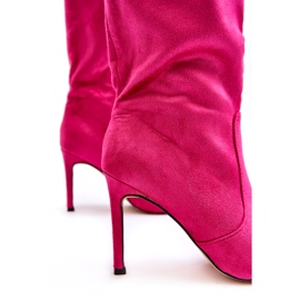 Joalice Damen-Stiefel aus Öko-Wildleder mit mittelhohem Absatz und hohem Absatz in Fuchsia rosa 7